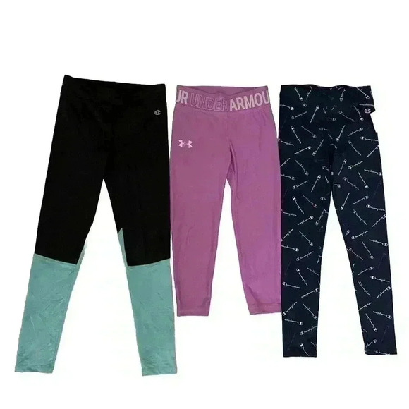 Girls Size 10 Medium Leggings Under Armour Champion Ankle Crop Pants Youth NEW - Picture 1 of 3